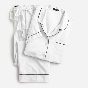 JCREW WHITE END-ON-END COTTON SHORT-SLEEVE PAJAMA SET